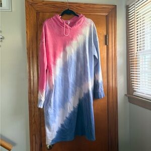Lane Bryant Pink and Blue Tie-Dye Dress